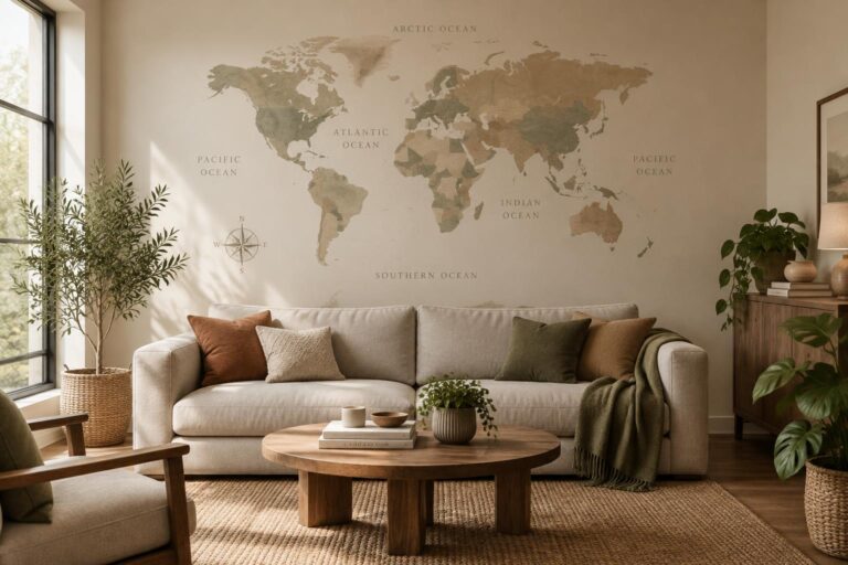 Carte du monde murale : le bon format tient plus à votre canapé qu'à votre mur